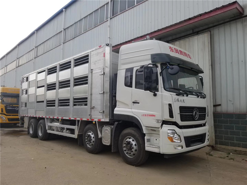 東風(fēng)天錦畜禽運輸車，卸料速度快，可連續(xù)作業(yè)，大大提高生產(chǎn)效率